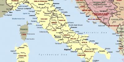 Västra kusten av Italien karta - Karta över Italien på västkusten
