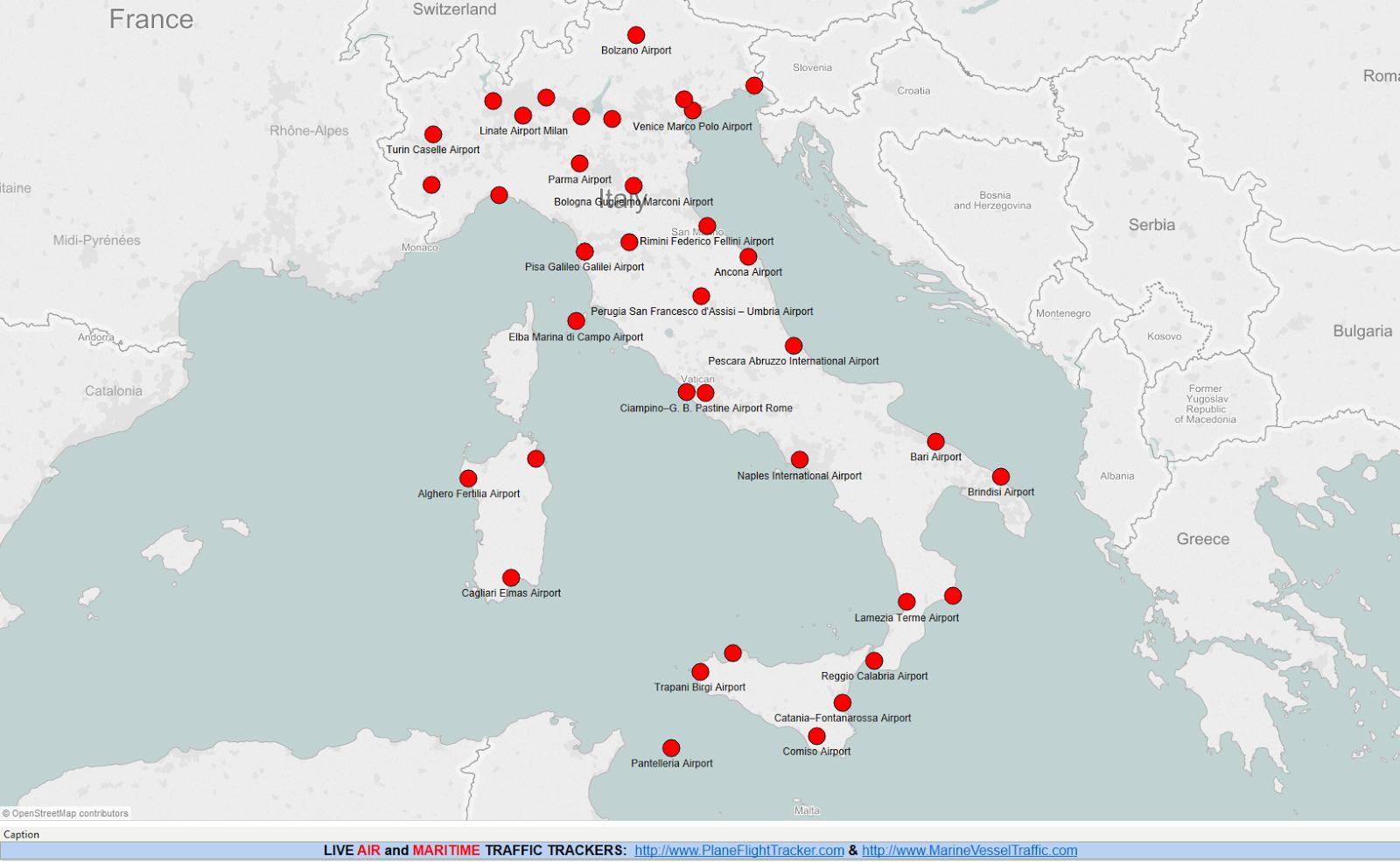 karta över flygplatser italien Italien flygplatser karta   Karta över Italien visar flygplatser 